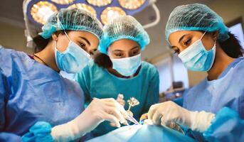 AI generated Medical Team Performing Surgical Operation in Operating Room photo