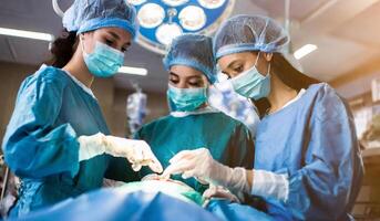 AI generated Medical Team Performing Surgical Operation in Operating Room photo