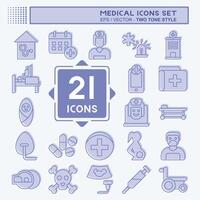 Icon Set Medical. related to Pharmacy symbol. two tone style. simple design editable. simple illustration vector