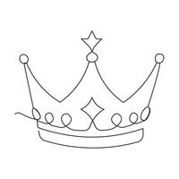 Continuous single line drawing of royal crown simple king crown outline vector art illustration design.