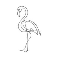 Continuous single line drawing black icon of flamingo Outline vector art.