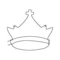 Continuous single line drawing of royal crown simple king crown outline vector art illustration design.