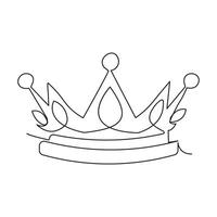 Continuous single line drawing of royal crown simple king crown outline vector art illustration design.