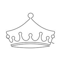 Continuous single line drawing of royal crown simple king crown outline vector art illustration design.