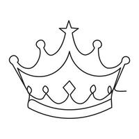 Continuous line drawing of crown outline vector art illustration design.