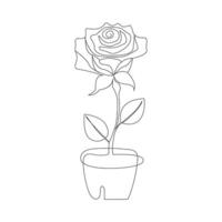 continuous one line artwork of rose flower tulip vector illustration design.