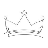 Continuous single line drawing of royal crown simple king crown outline vector art illustration design.