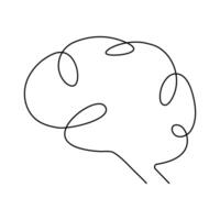 Continuous single line drawing of Human brain Vector illustration on a white background