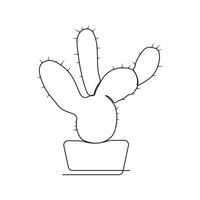 Continuous single line Cactus outline drawing vector art illustration isolated design on white Background.