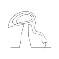 Continuous single line drawing black icon of flamingo Outline vector art.