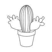 Continuous single line Cactus outline drawing vector art illustration isolated design on white Background.