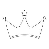 Continuous single line drawing of royal crown simple king crown outline vector art illustration design.