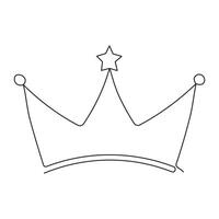 Continuous single line drawing of royal crown simple king crown outline vector art illustration design.