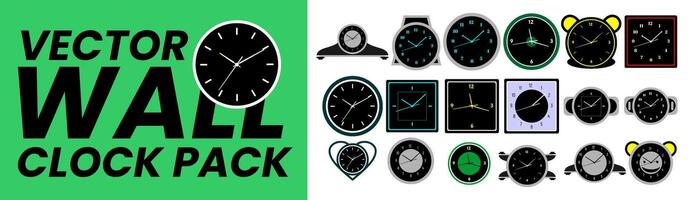 Vector Set of Office Wall Clocks of various shapes Design Template Isolated on White background. Dial with Roman numerals. Wall Clock Mock-up for Branding and Advertising Isolated. Watch Face Design