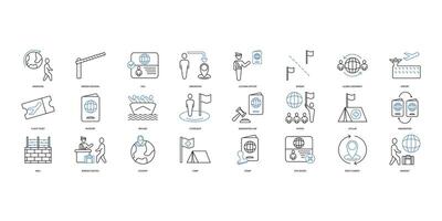 Migration icons set. Set of editable stroke icons.Vector set of Migration vector