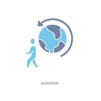 migración concepto línea icono. sencillo elemento ilustración. migración concepto contorno símbolo diseño. vector