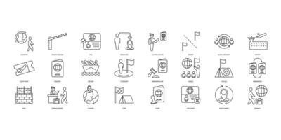 Migration icons set. Set of editable stroke icons.Vector set of Migration vector