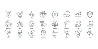 Life icons set. Set of editable stroke icons.Vector set of Life vector