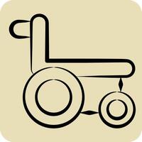 Icon Wheelchair. related to Medical symbol. hand drawn style. simple design editable. simple illustration vector