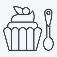 Icon Cupcake. related to Fast Food symbol. line style. simple design editable. simple illustration vector