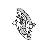yin yang pescado taoísmo isométrica icono vector ilustración