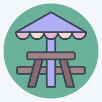 Icon Picnic Table. related to Picnic symbol. color mate style. simple design editable. simple illustration vector