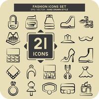 Icon Set Fashion. related to Beauty symbol. hand drawn style. simple design editable. simple illustration vector