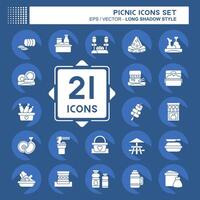 Icon Set Picnic. related to Holiday symbol. long shadow style. simple design editable. simple illustration vector