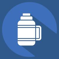 Icon Thermos. related to Picnic symbol. long shadow style. simple design editable. simple illustration vector