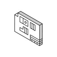 technical drawing mechanical engineer isometric icon vector illustration