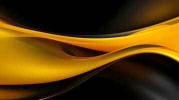 AI generated yellow black glossy Abstract Background photo