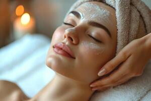AI generated Serenity in Self-Care A Tranquil Spa Experience Illuminated by Soft, Warm Lights Promoting Wellness and Relaxation photo