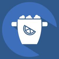 Icon Ice Bucket. related to Cocktails,Drink symbol. long shadow style. simple design editable. simple illustration vector