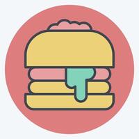 icono hamburguesa. relacionado a rápido comida símbolo. color compañero estilo. sencillo diseño editable. sencillo ilustración vector