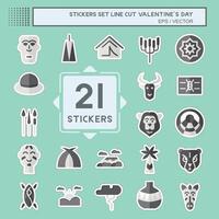 Sticker line cut Set Kenya. related to Education symbol. simple design editable. simple illustration vector