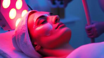 AI generated Serenity in Self-Care A Tranquil Spa Experience Illuminated by Soft, Warm Lights Promoting Wellness and Relaxation photo