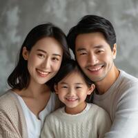 AI generated Family Bonding Moment Captured, Parents and Child in a Loving Embrace Showcasing Unity and Affection photo