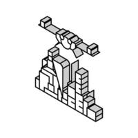 oil and gas inspection drone isometric icon vector illustration