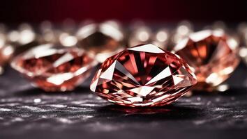 AI generated Beautiful diamonds close up on a dark background photo