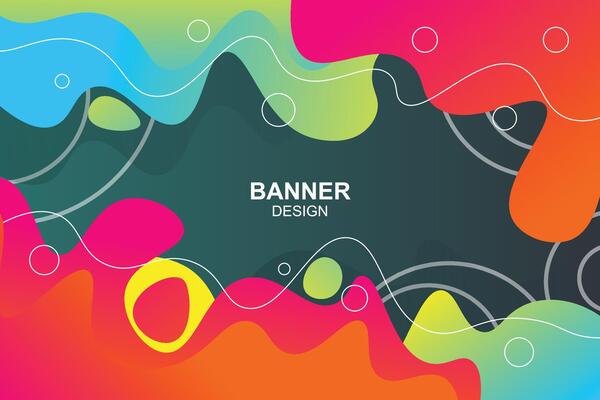 Wavy fluid colorful banner background.