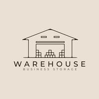 Warehouse  line art logo icon and symbol, business storage vector illustration minimalist design