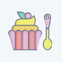 Icon Cupcake. related to Fast Food symbol. doodle style. simple design editable. simple illustration vector