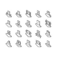 Fabrics Properties Collection isometric icons set vector