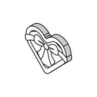 corazón regalo cinta arco isométrica icono vector ilustración