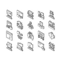 Pr Public Relations Collection isometric icons set vector