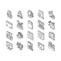 Stakeholder Business Collection isometric icons set vector