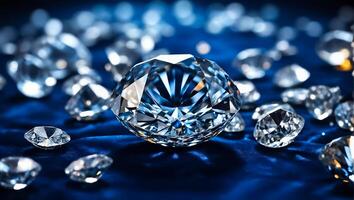 AI generated Beautiful diamonds close up on a dark background photo