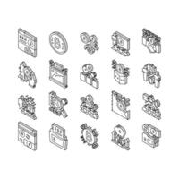 Ico Initial Coin Offer Collection isometric icons set vector