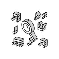 notes search magnifying glass isometric icon vector illustration