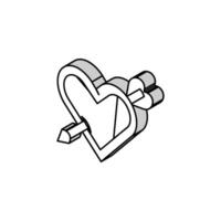 heart pierced arow isometric icon vector illustration